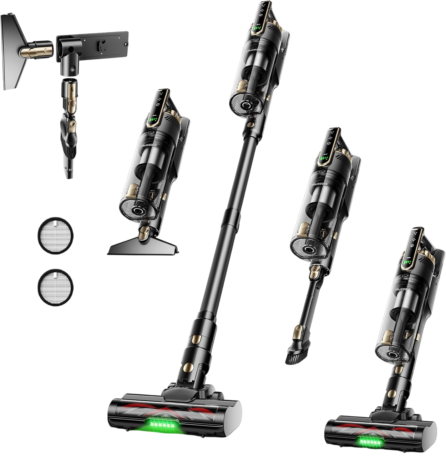Trucozie self-standing cordless stick vacuum for pet hair and hardwood floors