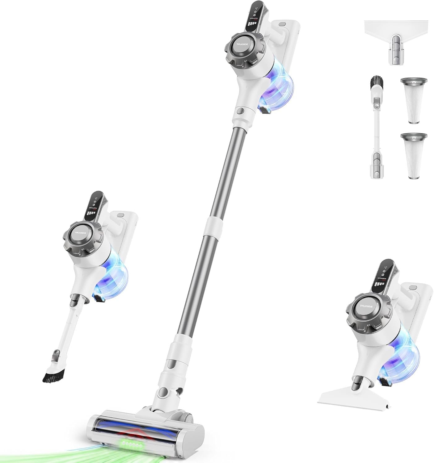 Trucozie lightweight cordless stick vacuum black and gold 45 minute runtime